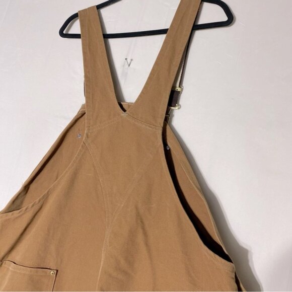 Carhartt Tan Duck Canvas Bib Overalls Double Knee Work Wear 50x30 - Picture 10 of 16